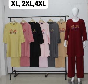 Long night suit set full sleeve frock style with embroidery