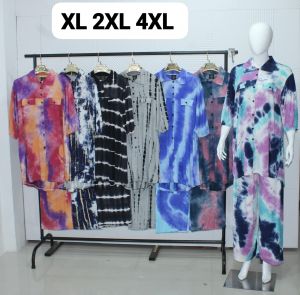 Long shirt night suit set tie die full sleeve
