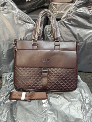 Mont Blanc Monogram Embossed Executive Laptop Bag Coffee (A-6801-1)