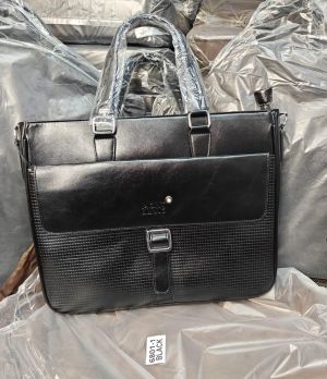 Mont Blanc Textured Flap Strap Laptop Bag With Strap (6801-1)