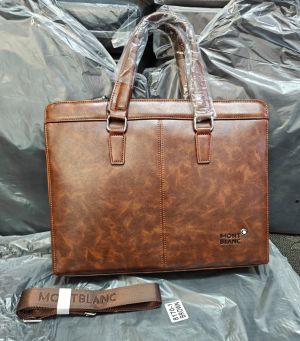 Mont Blanc Heritage Executive Minimal Leather Office Laptop Bag (8170-1 Coffee)