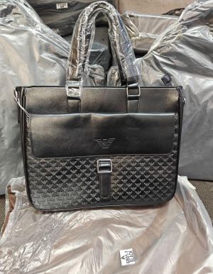 Mont Blanc Executive Pattern Panel Buckle Laptop Bag (A-6801-1) (Black)