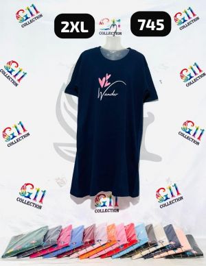 Long t shirt half sleeve front embroidery