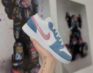 N_ike Air Jordan 1 Low Gs Denim Sequin