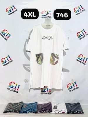 Long t shirt half sleeve front two pocket with embroidery