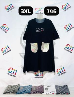 Long t shirt half sleeve front two pocket with embroidery