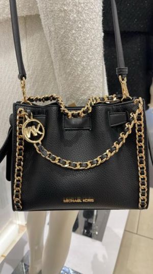 Michael_Kors Mina Signature Crossbody Tote With Box And Dust Bag (M06-Black)