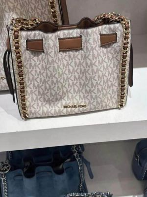 Michael_Kors Mina Signature Crossbody Tote With Box And Dust Bag (M06-Beige)