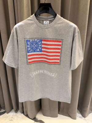 Chrome Heart Round Neck T-shirt USA Flag 