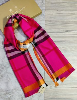 Burberry_Magenta_Pink_Orange_Check_Luxury_Cotton_Pashmina_Scarf_With_Polythene