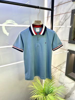 Tommy_Hilfiger Sky Zipper Polo Premium Collar Neck T-shirt F2820-SK