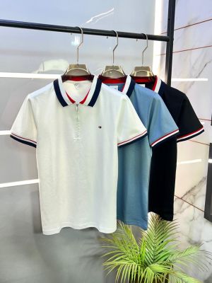 Tommy_Hilfiger Sky Zipper Polo Premium Collar Neck T-shirt F2820-SK