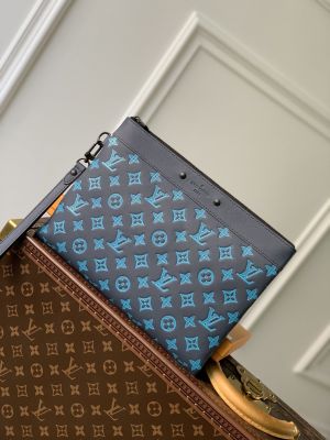 Louis_Vuitton_Pochette_To-Go_Monogram_Leather_Embossed_Blue_Clutch_Bags_Blue_Flower_82321_With_OG_Box_&_Dust_Bag_Carry_Bag