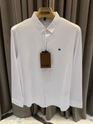 Burberr_y Chest Metal Logo Japanese Lycra Full Sleeves Shirt White 