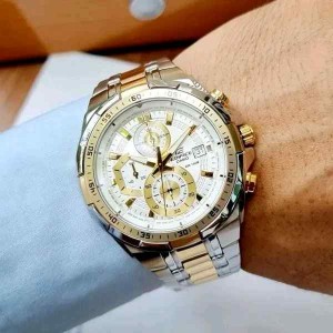 EDIFICE CASIO TOW TONE WHITE DIAL