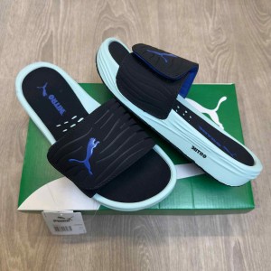 Pum.a Nitrocat V Adjust Comfort Premium Black Blue-Ivory Glow Slides