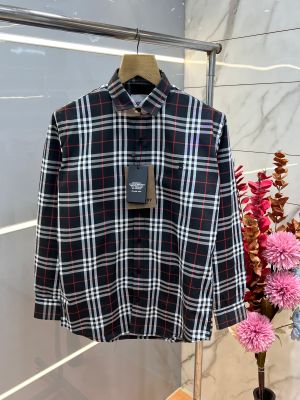 Burberr y Premium Checks Shirt With custom Branded Button Tagging And Brand Packing 3802