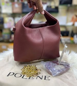 Polene Beri Textured Leather Shoulder Bag With Box And Dust Bag (Dark Brown) (P06594)