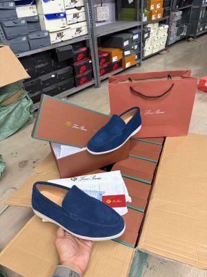 Loro piano Mens Summer Walk Navy Suede loafer Made in italy