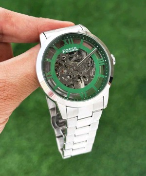 FOSSIL_TOWNSMAN SILVER GREEN DAIL CHAIN