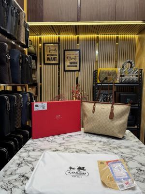 COAC_H TOTE SLING WITH ORIGINAL BOX AND DUST BAG (APRICOT) DAMAGE BOX 