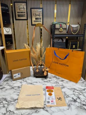 Loui_s vuitton nano monogram crossbody bag with double og box and dust bag including carry bag 