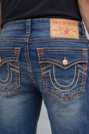 True Religio n Blue Shade Straight fit Premium Imported Stretchable Lycra Fabric Denim with Back Embroidered Design 3692