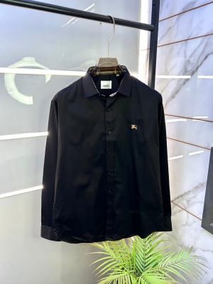 Burberr y Black Premium Embroidery Logo Shirt With Brand Box Packing And Carry Bag F3451-BL