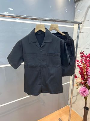 Gstar Black Premium Imported Cotton Lycra Fabric Emboss Design Cord Set 3824