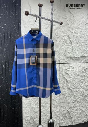 Burberr y Premium Imported Checks Shirt With custom Branded Button Tagging with Printed Design And Brand Packing 3806