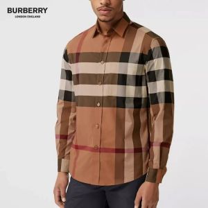 Burberr y Premium Imported Checks Shirt With custom Branded Button Tagging with Printed Design And Brand Packing 3803