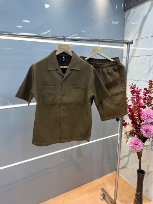 Gstar Brown Premium Imported Cotton Lycra Fabric Emboss Design Cord Set 3822