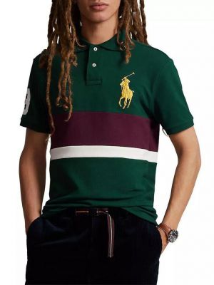 Ralp h Laure n Green Premium Cotton Pique fabric Polo Tshirt with Front Design and Embroidered Logo 3795