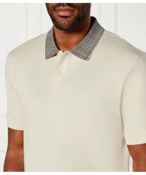 Hugo Bos s Beige Premium Imported 240 GSM Interlock Lycra Fabric Polo Tshirt with Collar Design and Emboss Logo 3607