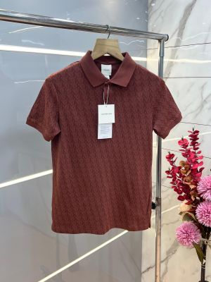 Calvin Klei n Rust Premium 240 gsm interlock compact cotton fabric Polo Tshirt with Allover Monogram Print 3738