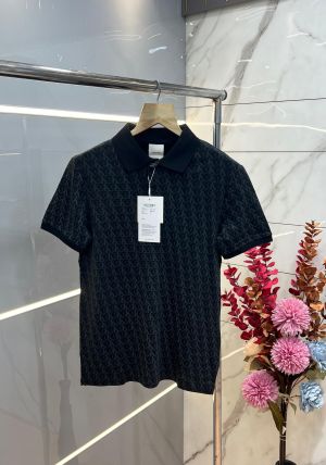 Calvin Klei n Black Premium 240 gsm interlock compact cotton fabric Polo Tshirt with Allover Monogram Print 3739