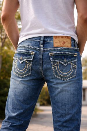 True Religio n Blue Shade Boot cut Premium Imported Stretchable lycra fabric Denim with back flap pocket Design 3706