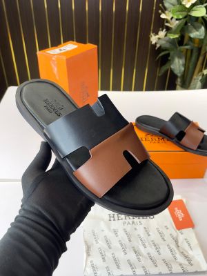 Hermes Izmir Premium Black Brown Sandal
