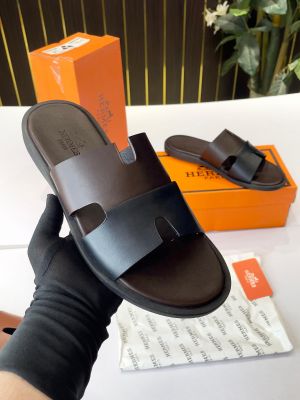 Hermes Izmir Premium Brown Black Sandal