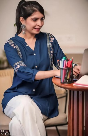 Reyon Embroidery work Women shirt