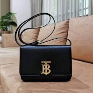 BURBERR.Y TB BLACK LEATHER PREMIUM BAG WITH OG BOX PACKING