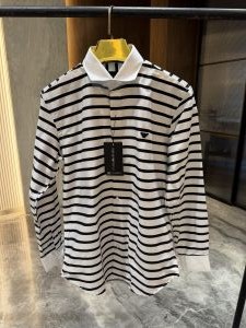 EMPORIO ARMAN_i WHITE STRIPS WHITE COLLAR PREMIUM STORE ARTICLE SHIRT