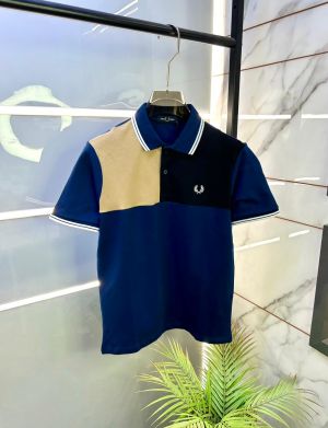 Fred Perry Blue Polo Premium Collar Neck T-shirt F3463-BU