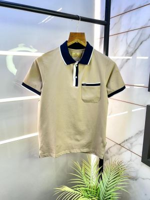 Gucc i Beige Premium Collar Neck Polo T-shirt F2952-BE