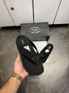 Prad.a Suede Sandals Slip Black Premium