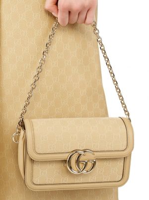 GUCC_I GG CANVAS JACQUARD SHOULDER BAG WITH DOUBLE OG BOX AND DUST BAG INCLUDES CARRY BAG (46377-BEIGE)