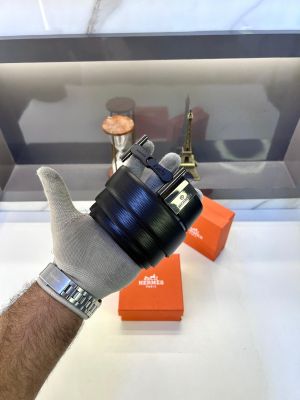 Herme_s Paris Glossy Black Belt Fa 410