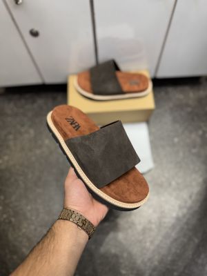ZAR.A PREMIUM SUEDE SLIDE BROWN TAN 025