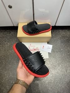 Christian Loubouti.n Take It Easy Rubber Spike slides Black