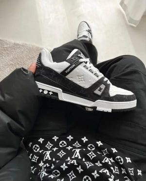  LV Trainer Monogram White Black Denim